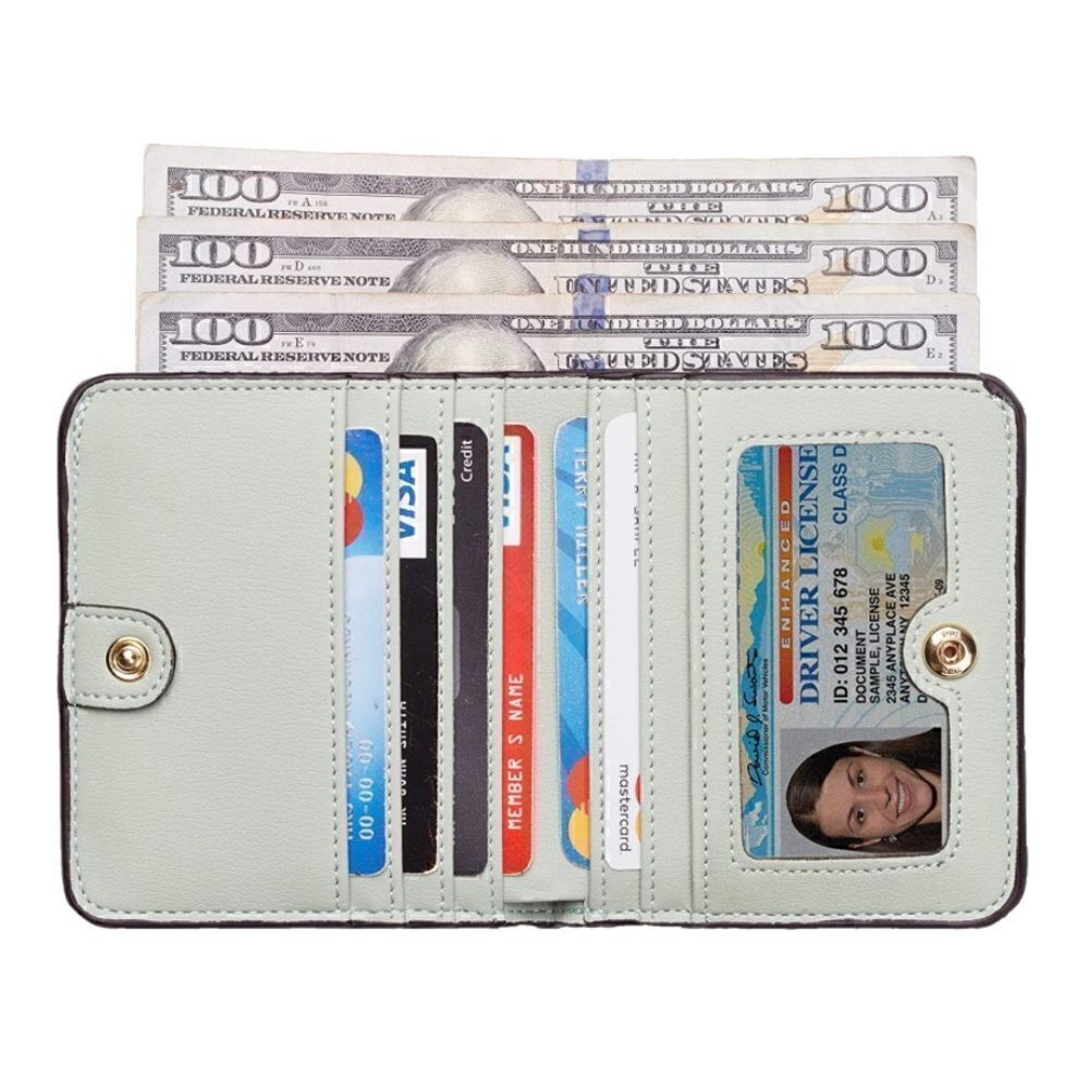 Light Green Leather Compact Wallet - Picture 3 of 5